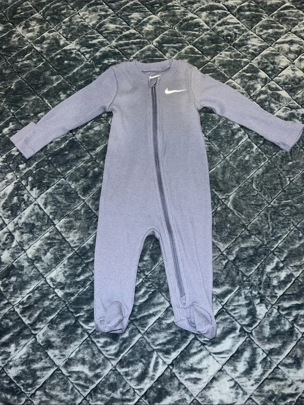 Nike Slate Blue Footed Baby One-Piece with Front Zip